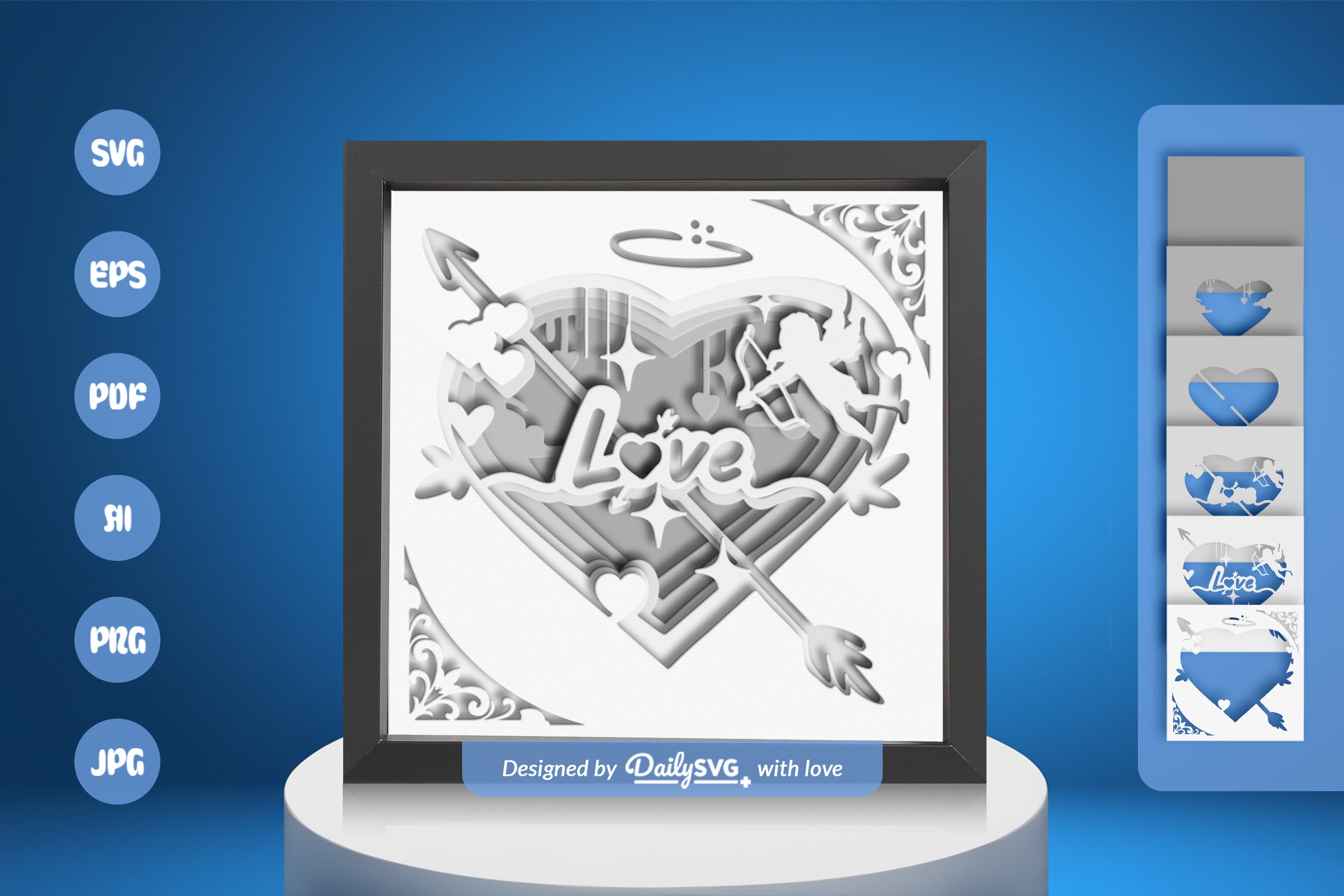 White Valentine Cupid Papercut SVG Bundle