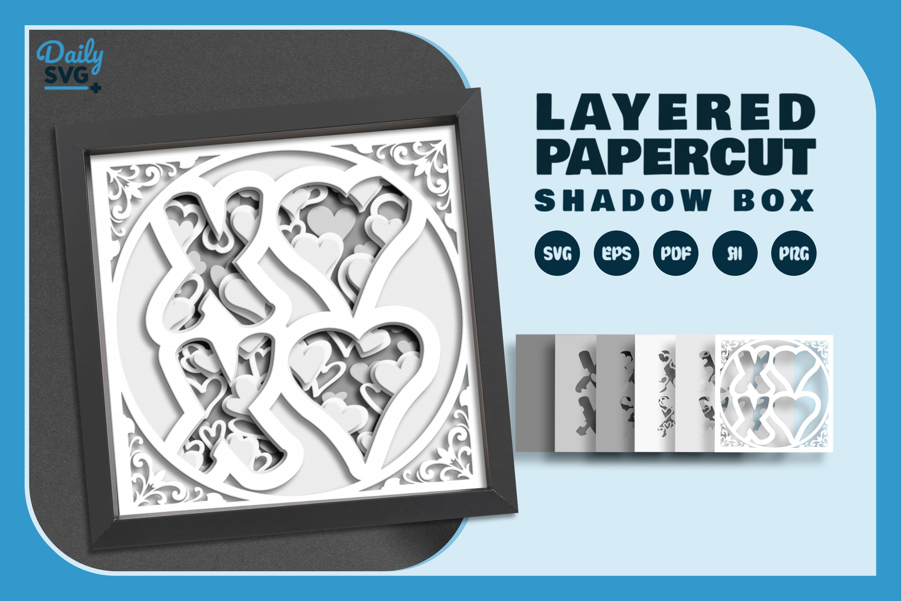 White Valentine XOXO Papercut SVG Bundle