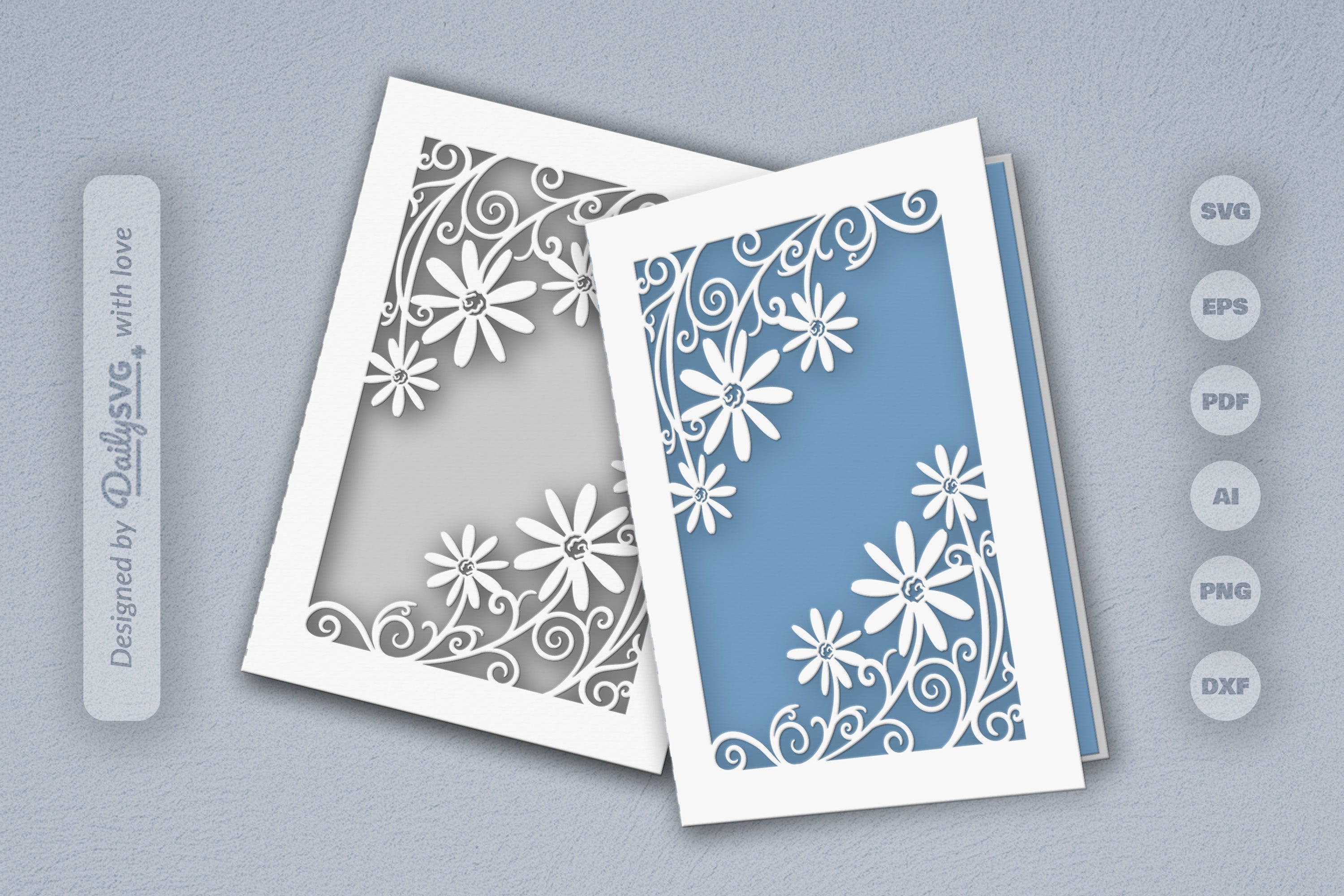 Wild Floral Cutaway Card Paper Cut SVG Bundle 3