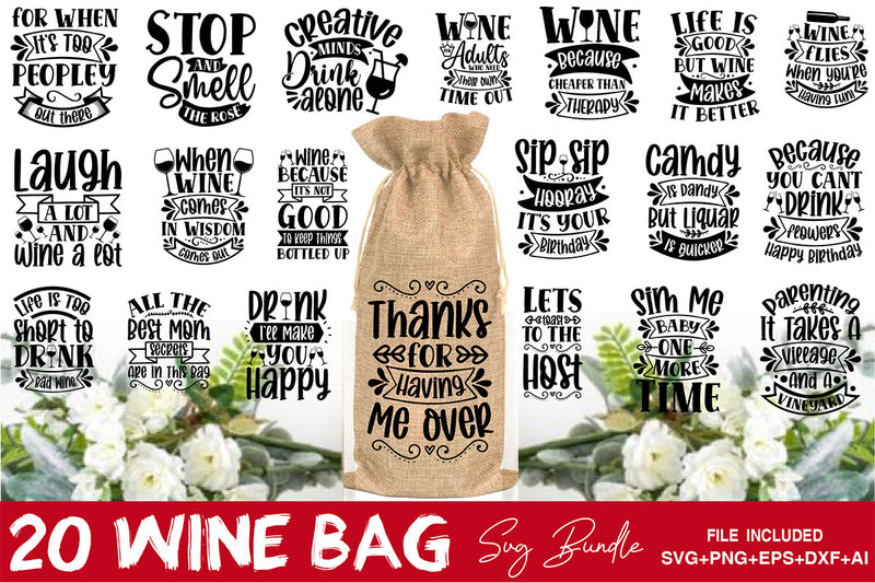 Wine Bag SVG Bundle - CraftNest - Digital Crafting and Art
