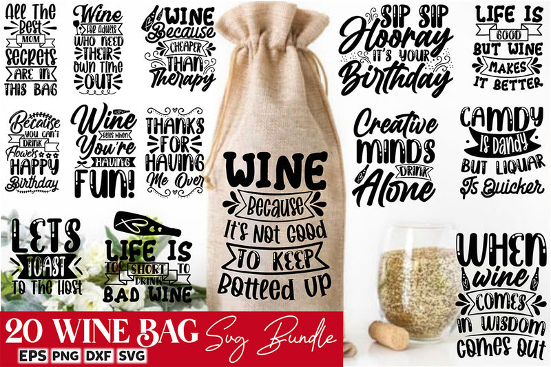 Wine Bag SVG Bundle 2 - CraftNest - Digital Crafting and Art