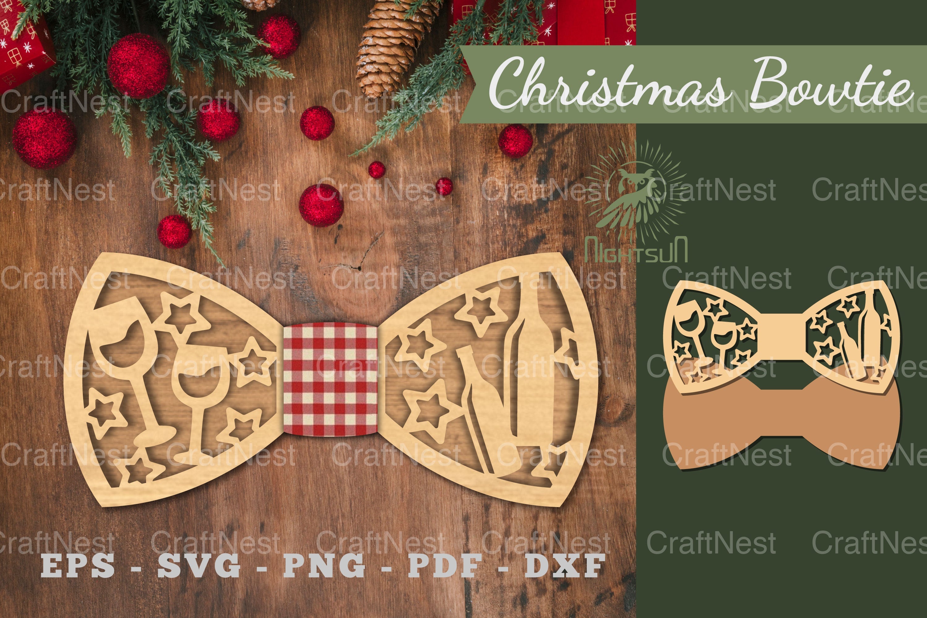Wine Glass and Bottle Laser Cut Bowtie Clipart Bundle - CraftNest - Digital Crafting and Art
