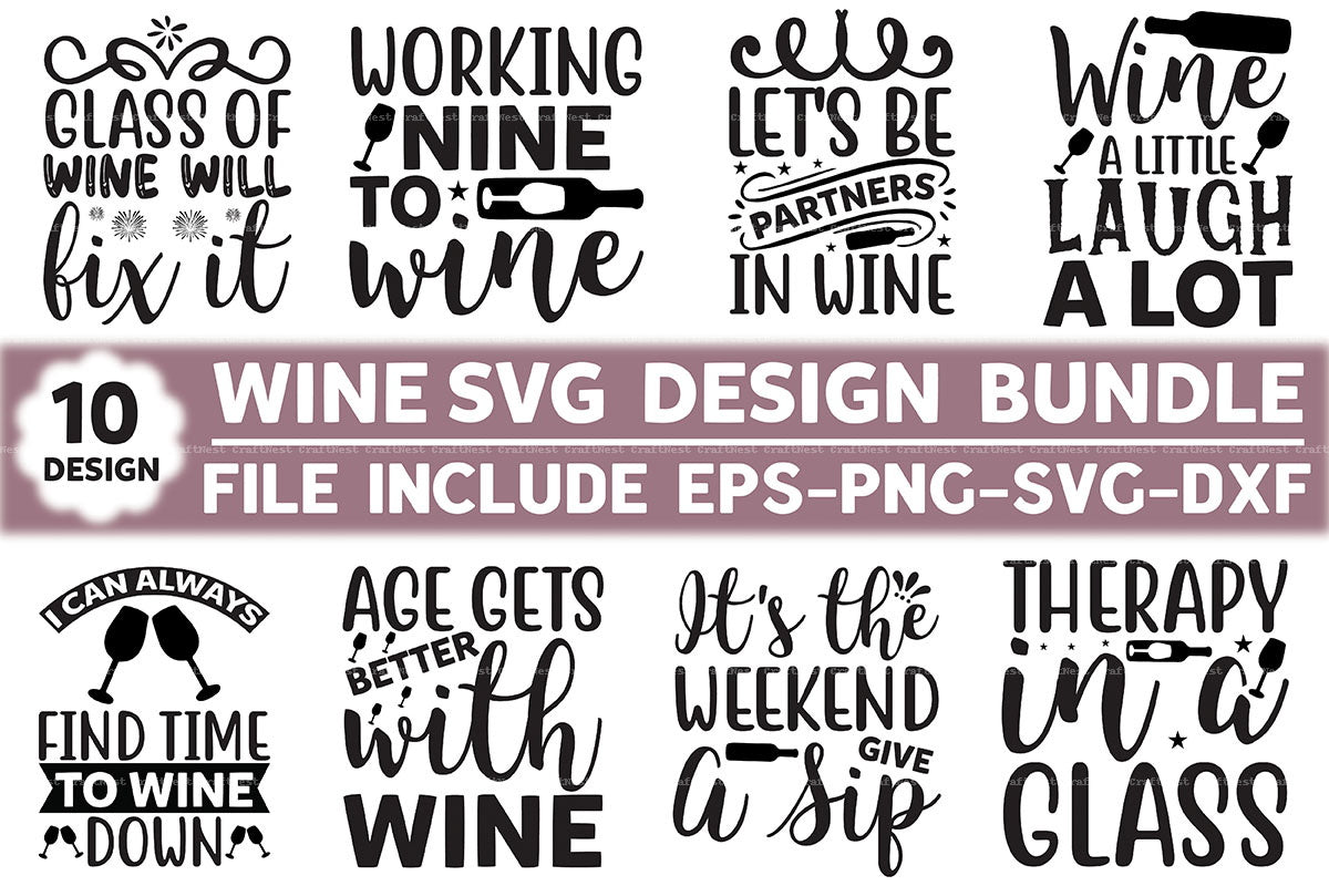 Wine Designs SVG Bundle for Creative Projects