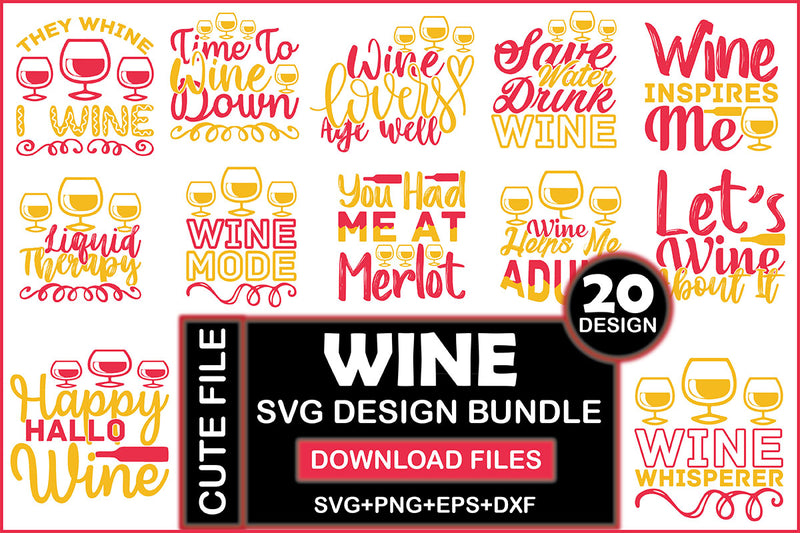 Wine SVG Bundle 7 - CraftNest - Digital Crafting and Art