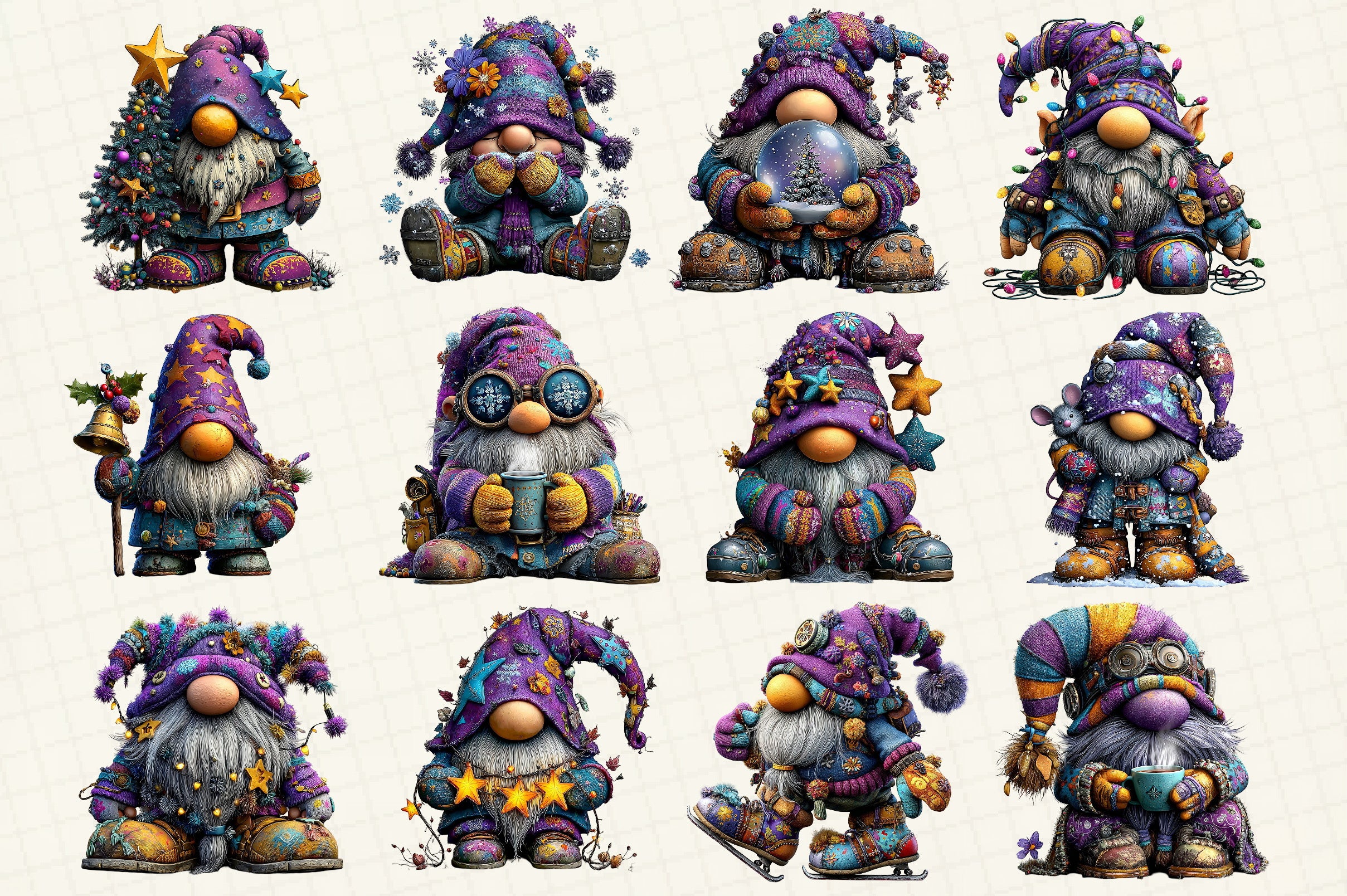 Winter Christmas Gnome Clipart Bundle