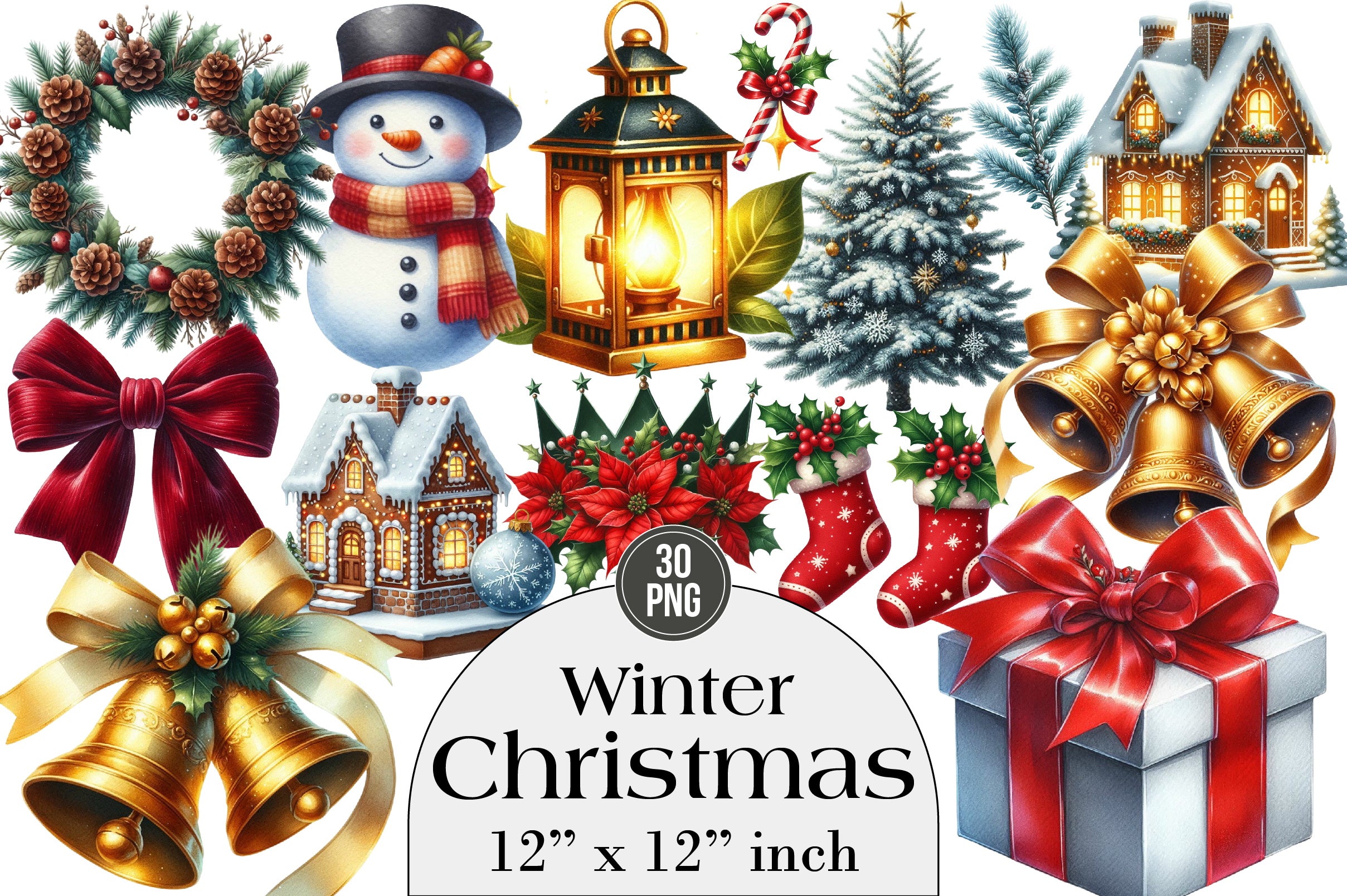 Winter Christmas Clipart Bundle