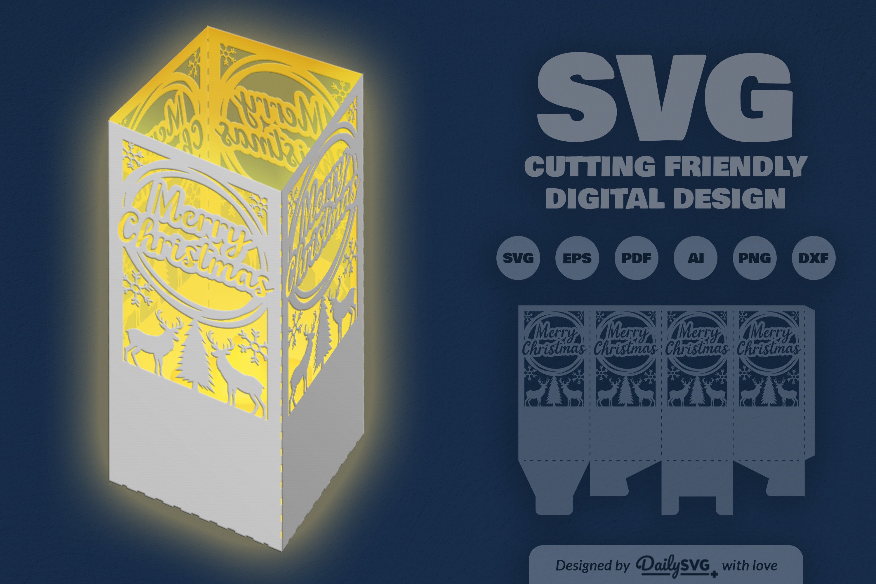 Winter Deer Christmas Papercut SVG Bundle 5