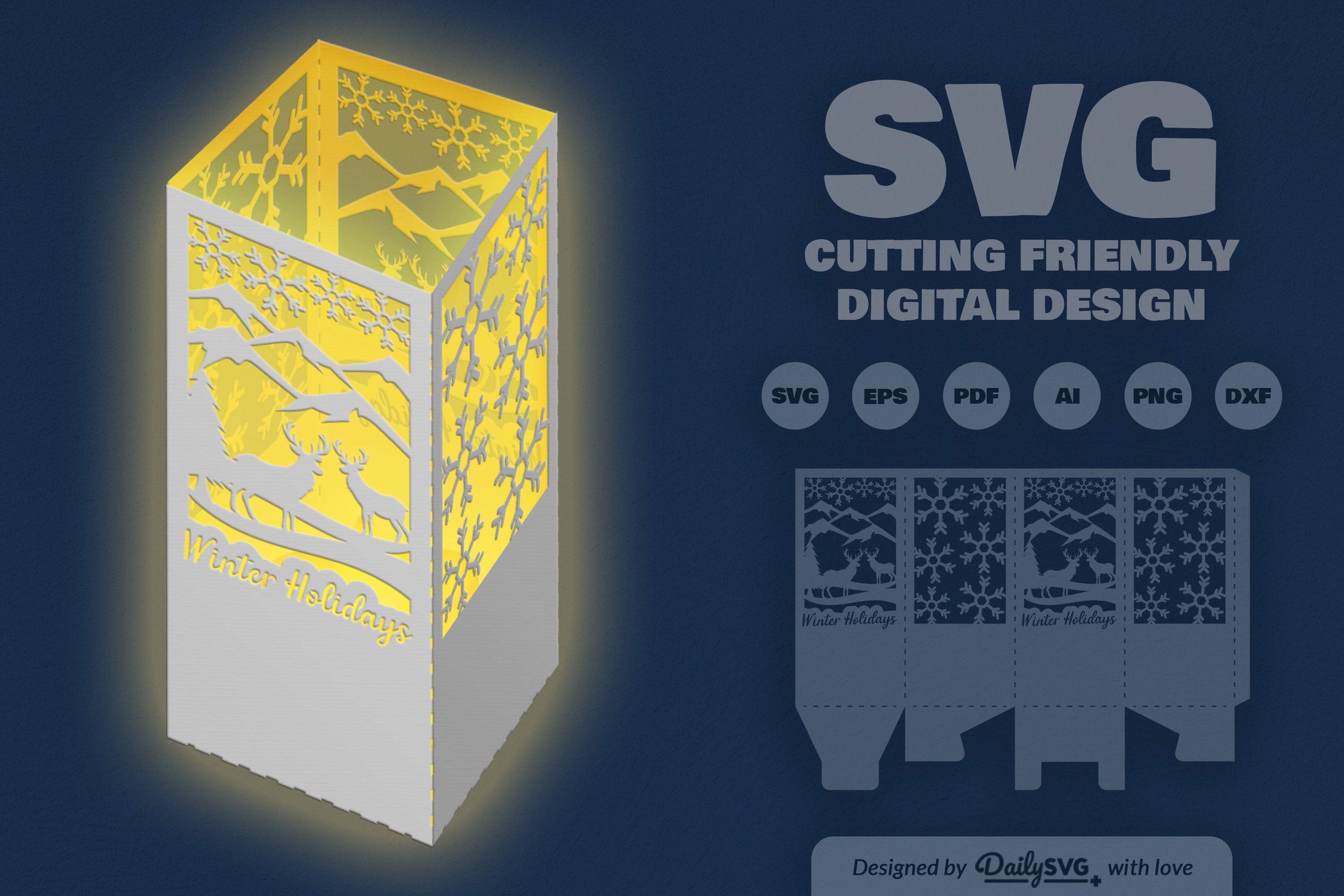 Winter Deer Christmas Papercut SVG Bundle 3