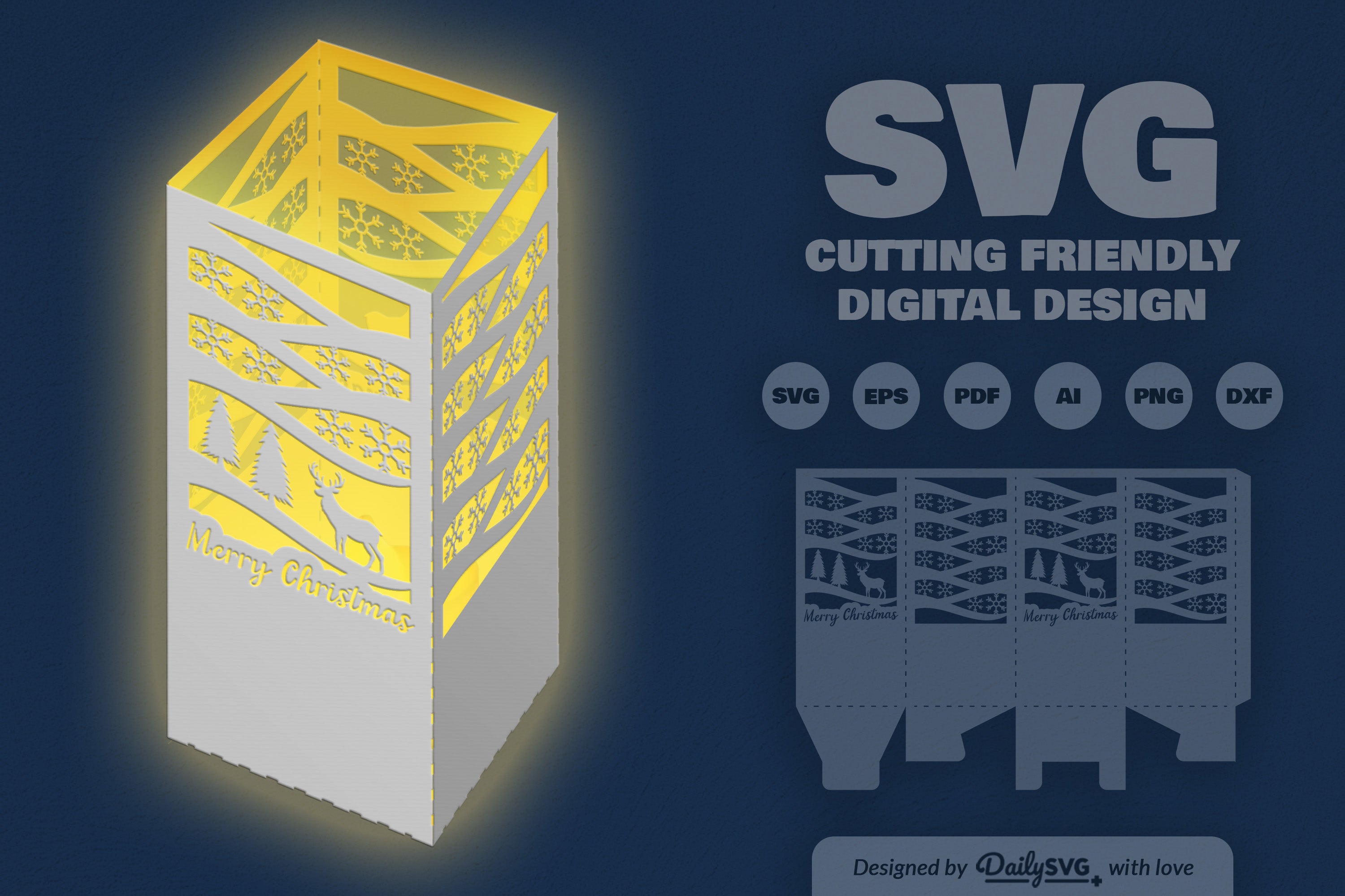 Winter Deer Christmas Papercut SVG Bundle 7