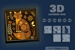 Winter Fox Folk Art Papercut SVG Bundle - CraftNest - Digital Crafting and Art