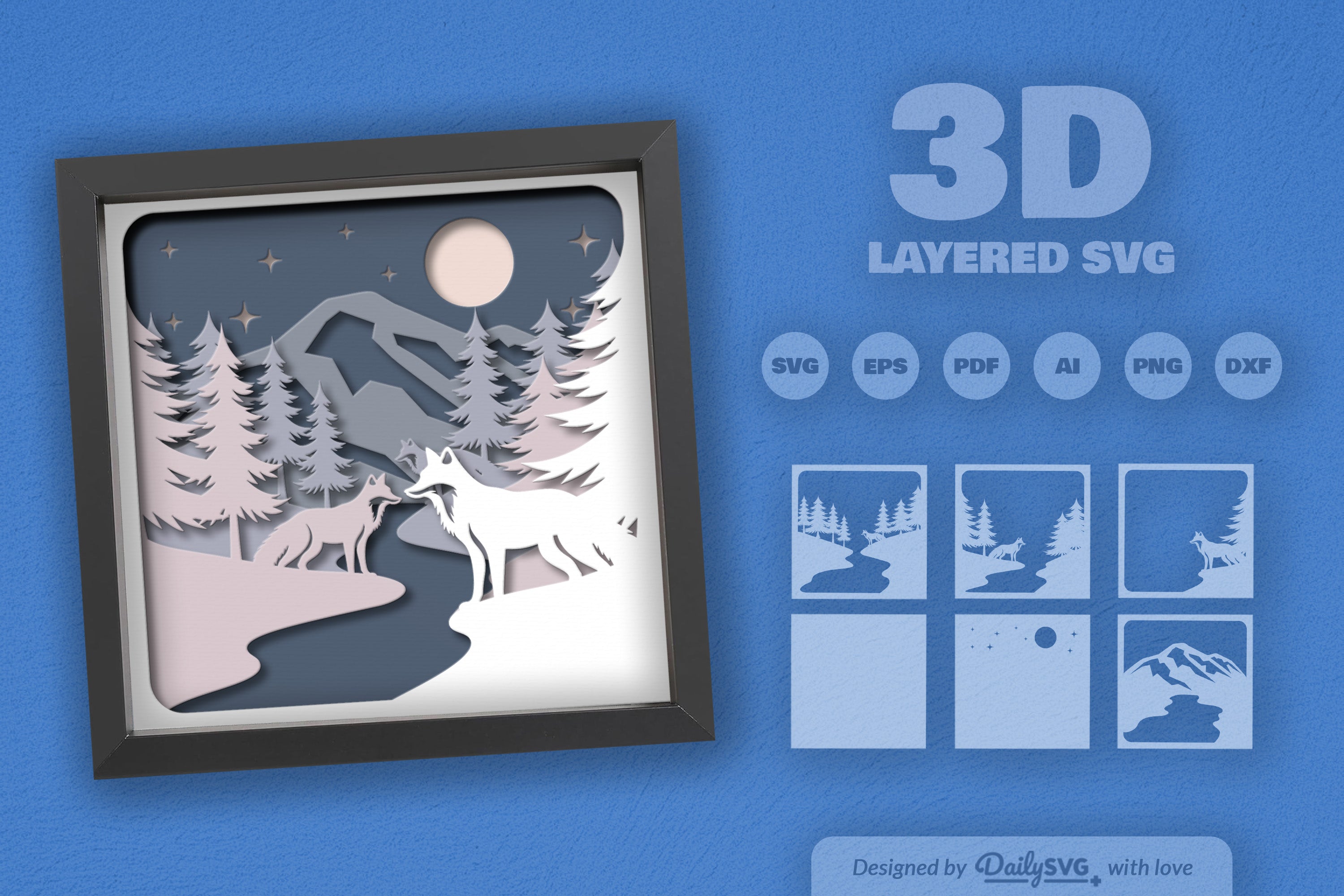 Winter Fox Papercut SVG Bundle