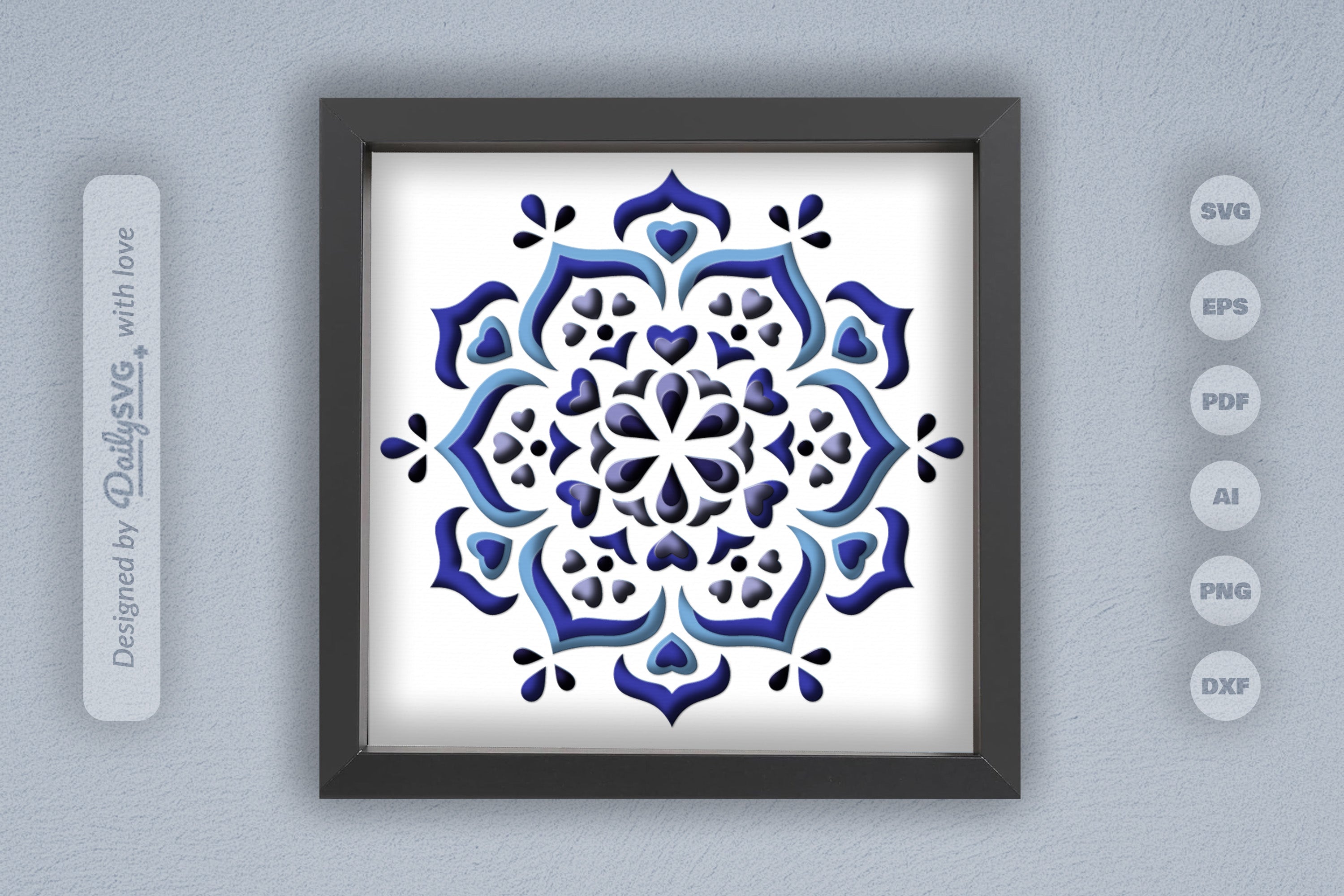 Winter Heart Mandala Papercut SVG Bundle