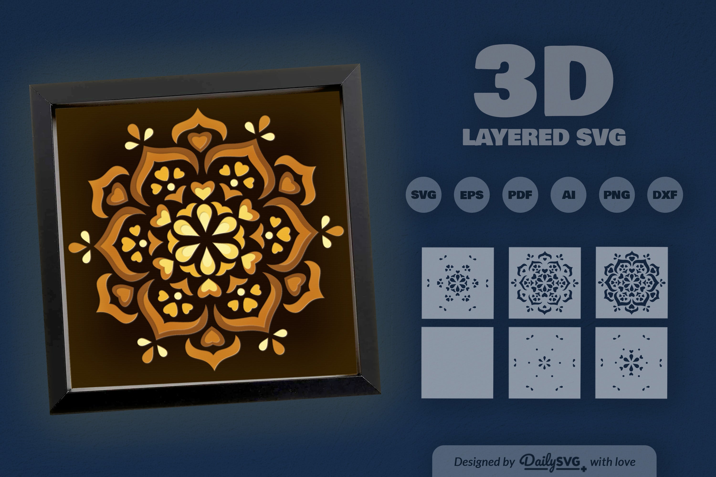 Winter Heart Mandala Papercut SVG Bundle