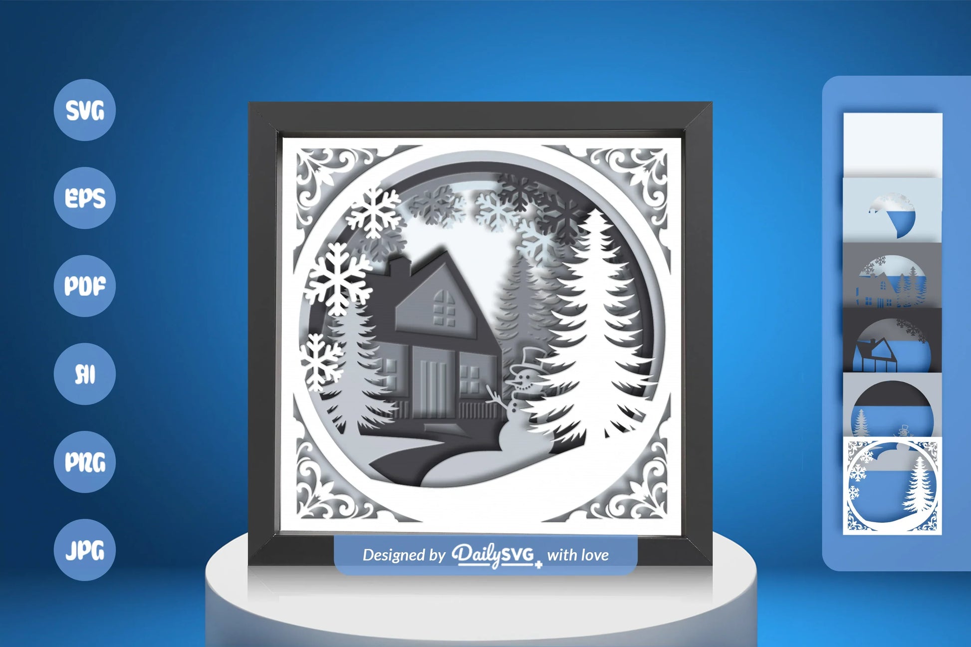 Winter House Papercut SVG Bundle - CraftNest - Digital Crafting and Art