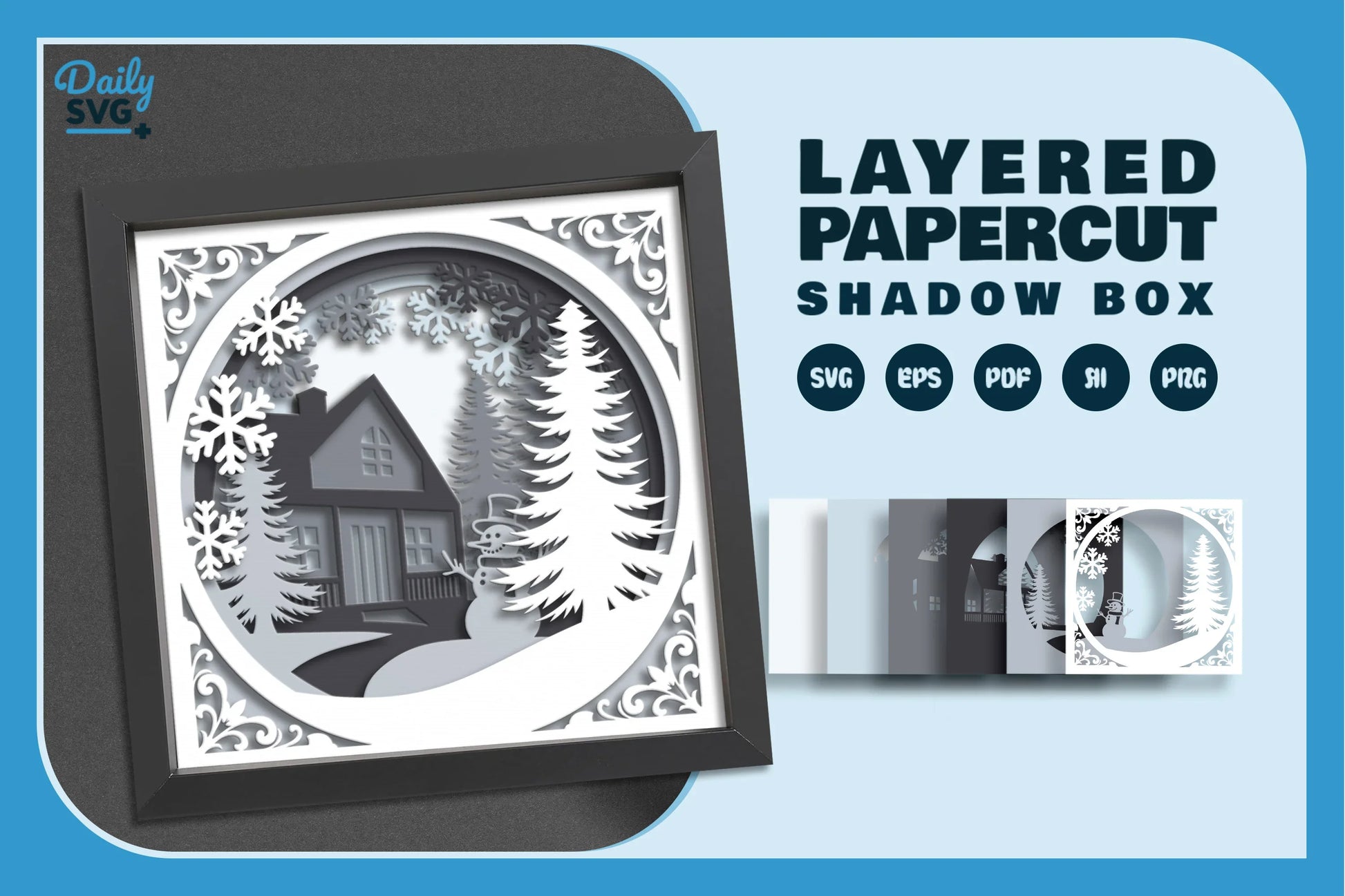 Winter House Papercut SVG Bundle - CraftNest - Digital Crafting and Art