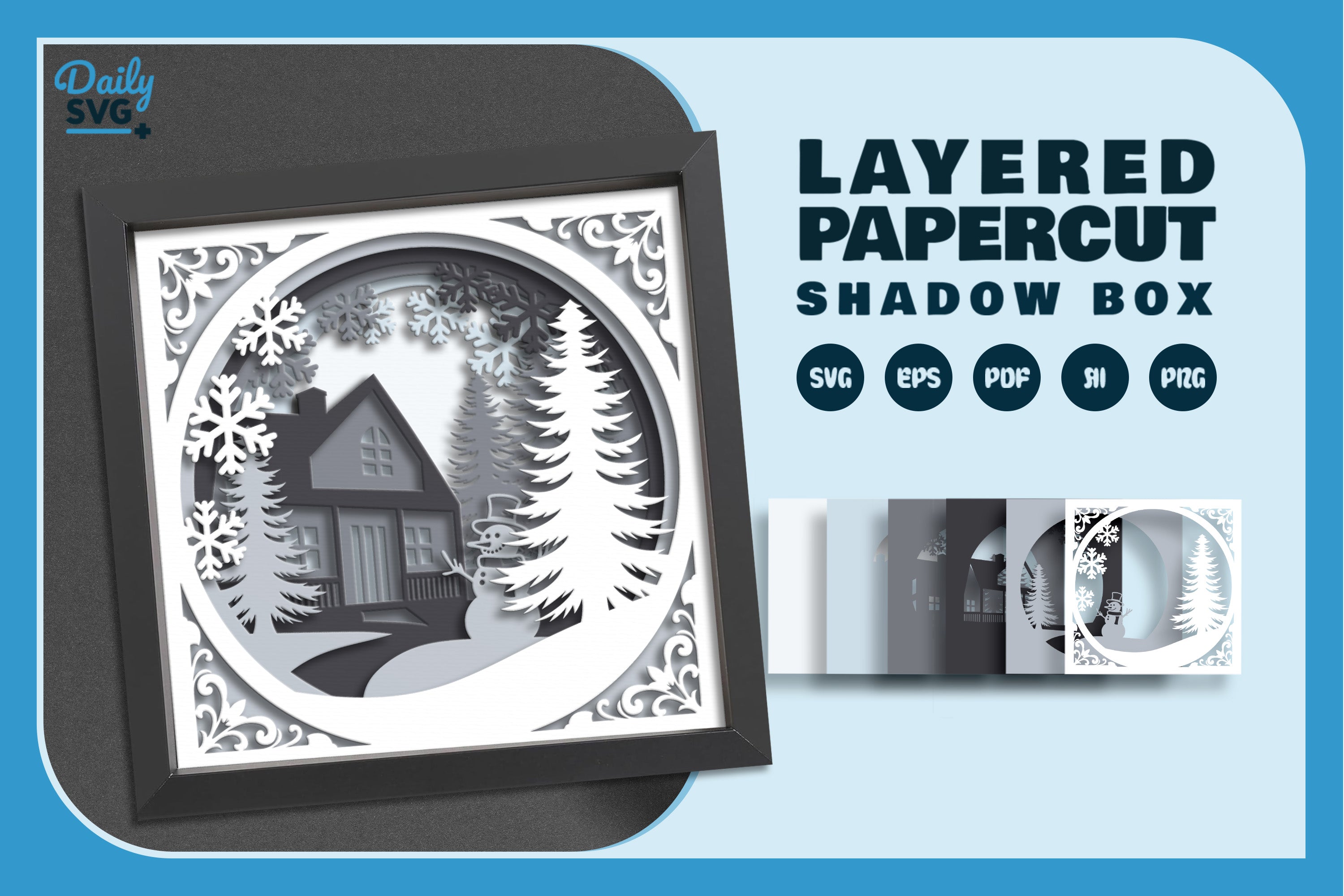 Winter House Papercut SVG Bundle