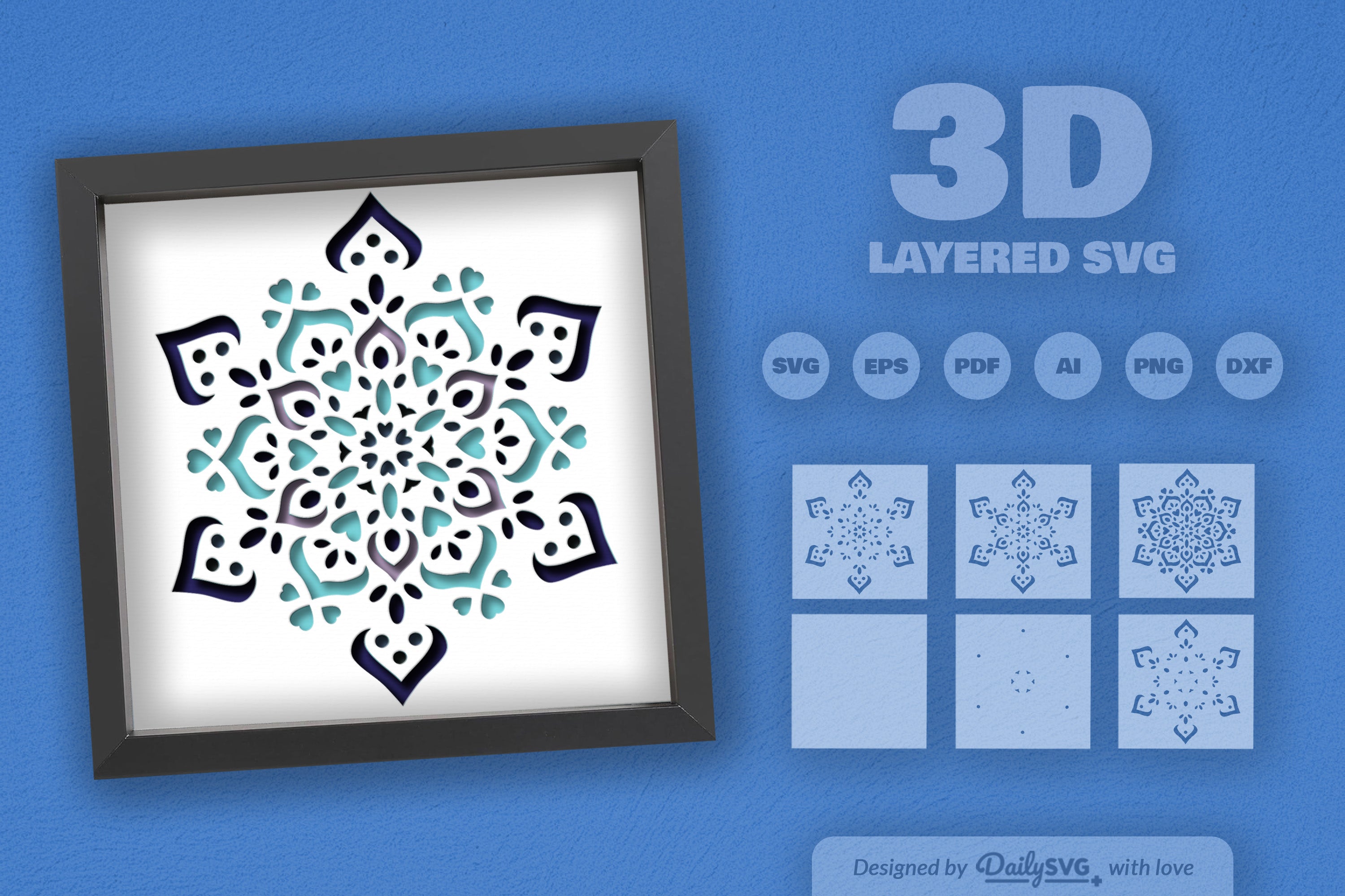 Winter Love Mandala Papercut SVG Bundle