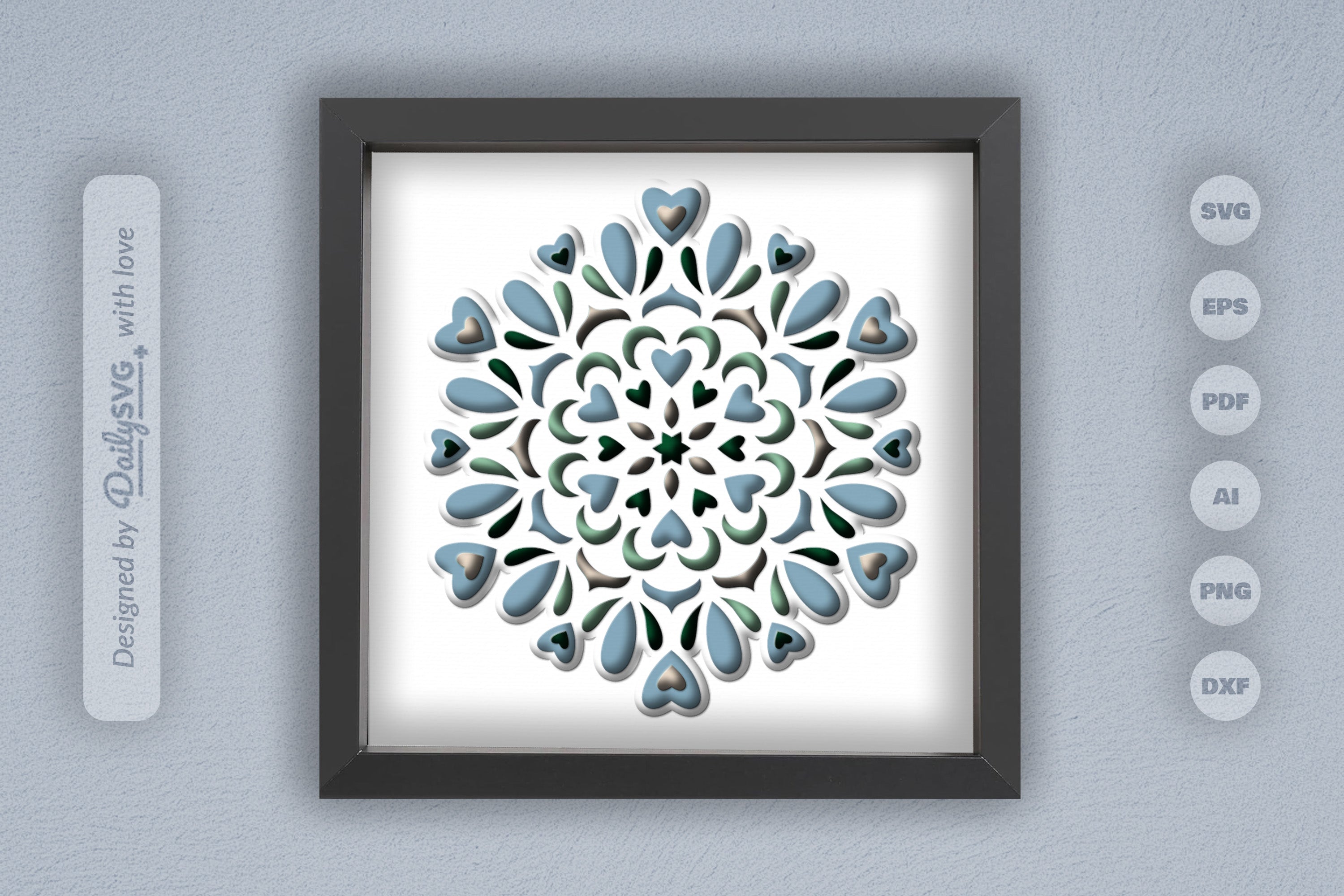 Winter Mandala Heart Papercut SVG Bundle