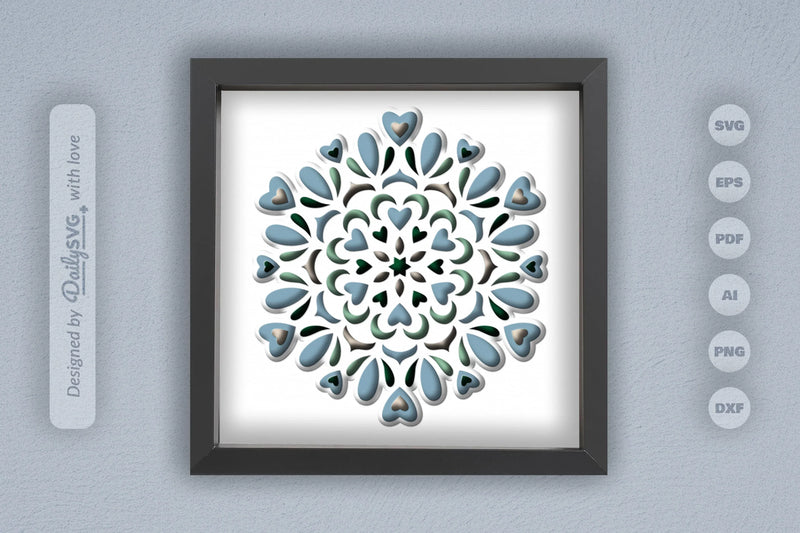 Winter Mandala Heart Papercut SVG Bundle - CraftNest - Digital Crafting and Art