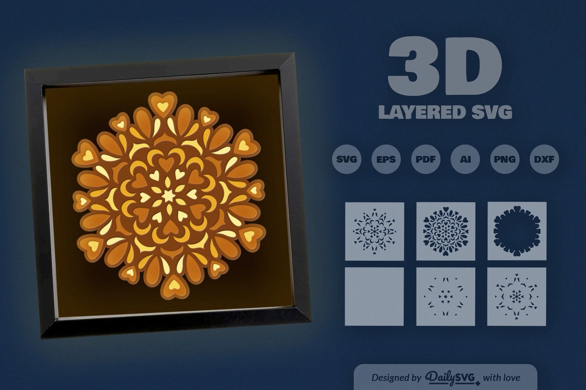 Winter Mandala Heart Papercut SVG Bundle - CraftNest - Digital Crafting and Art