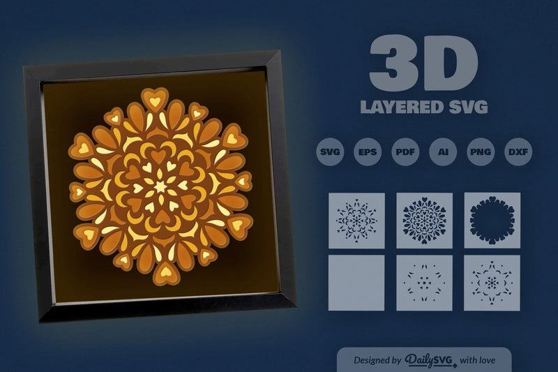 Winter Mandala Heart Papercut SVG Bundle - CraftNest - Digital Crafting and Art