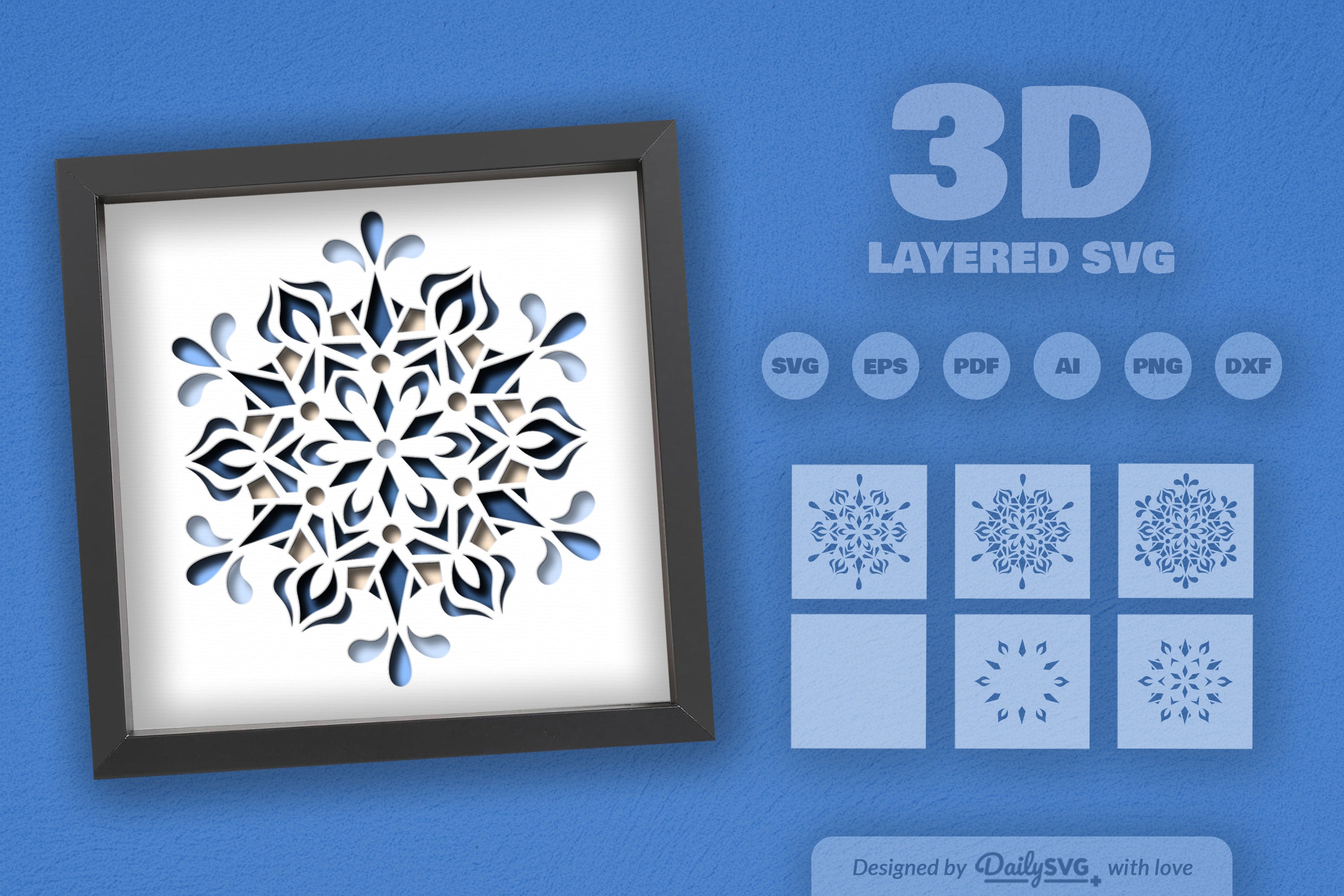 Winter Snowflake Mandala Papercut SVG Bundle