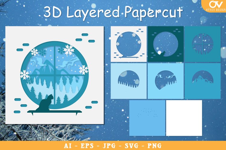 Winter Window Layered Papercut SVG Bundle
