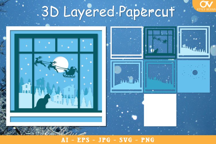 Winter Window Layered Papercut SVG Bundle