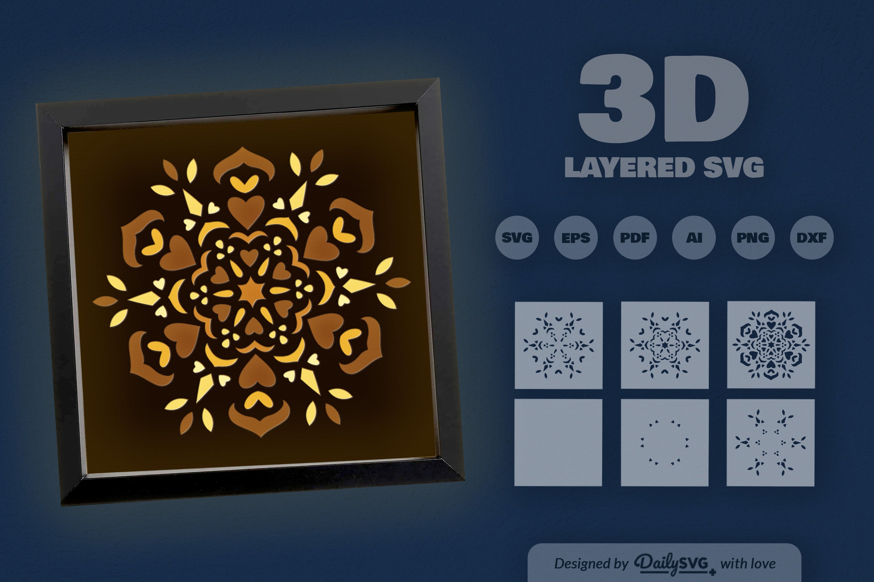 Winter Love Mandala Papercut SVG Bundle 1