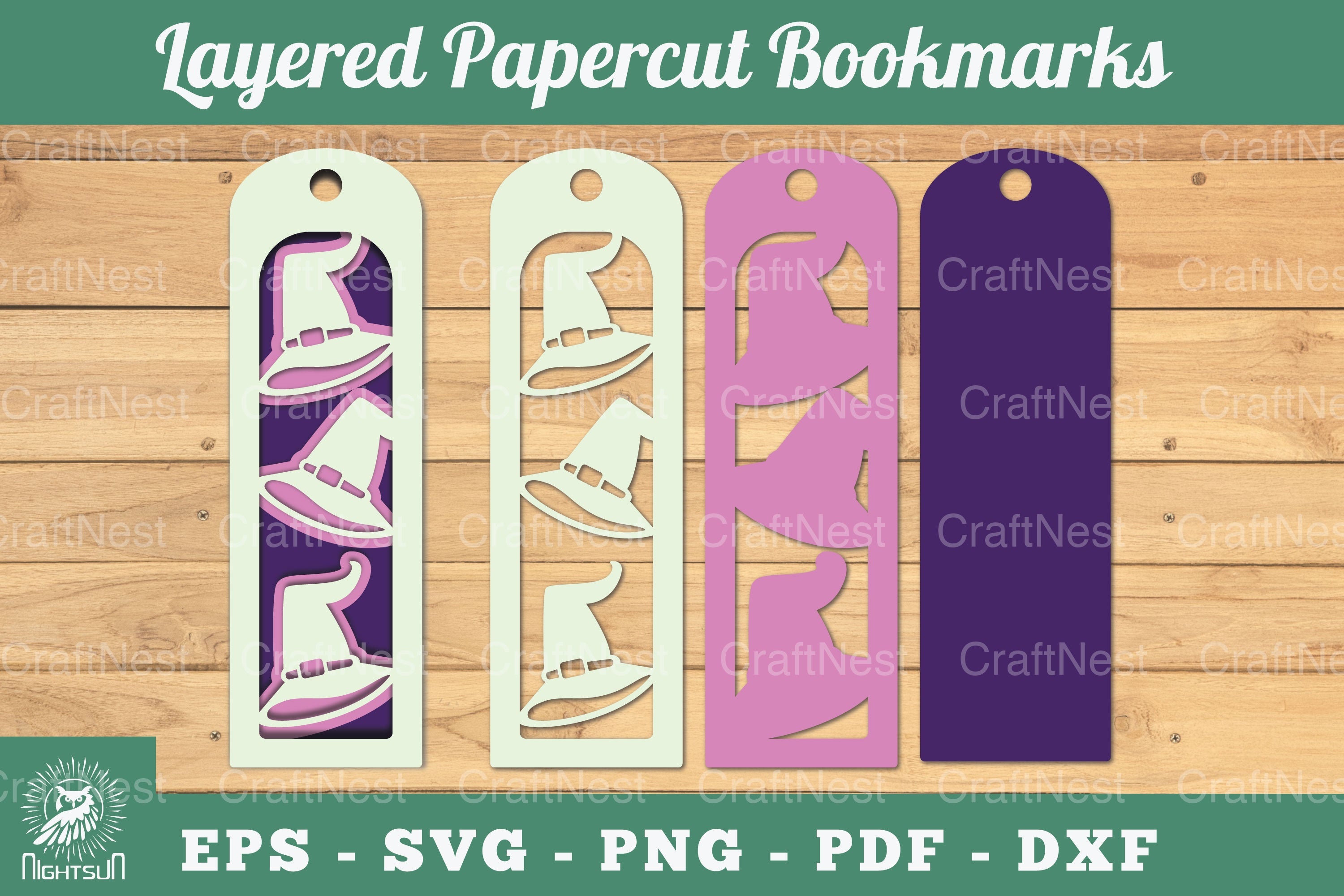 Witch Hat Layered Papercut Bookmarks Clipart Bundle - CraftNest - Digital Crafting and Art
