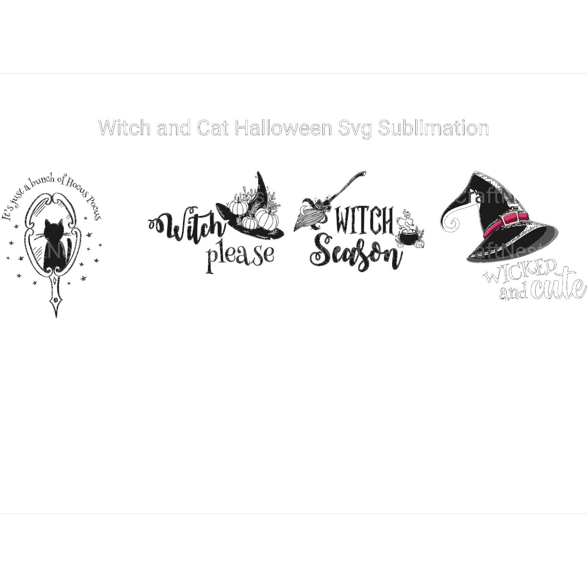 Witch and Cat Halloween SVG - CraftNest - Digital Crafting and Art