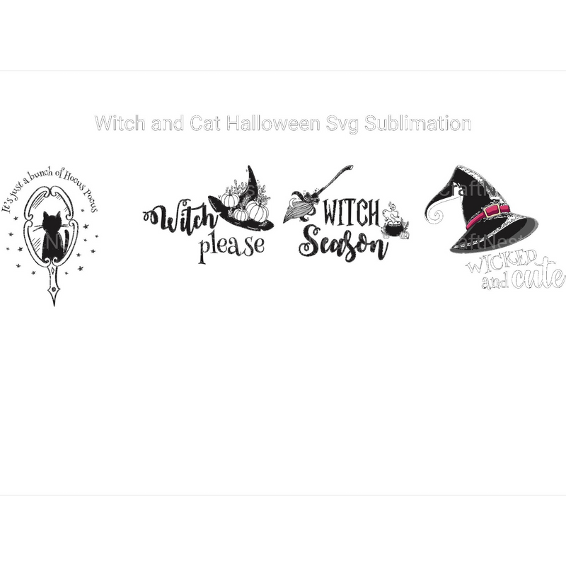 Witch and Cat Halloween SVG - CraftNest - Digital Crafting and Art