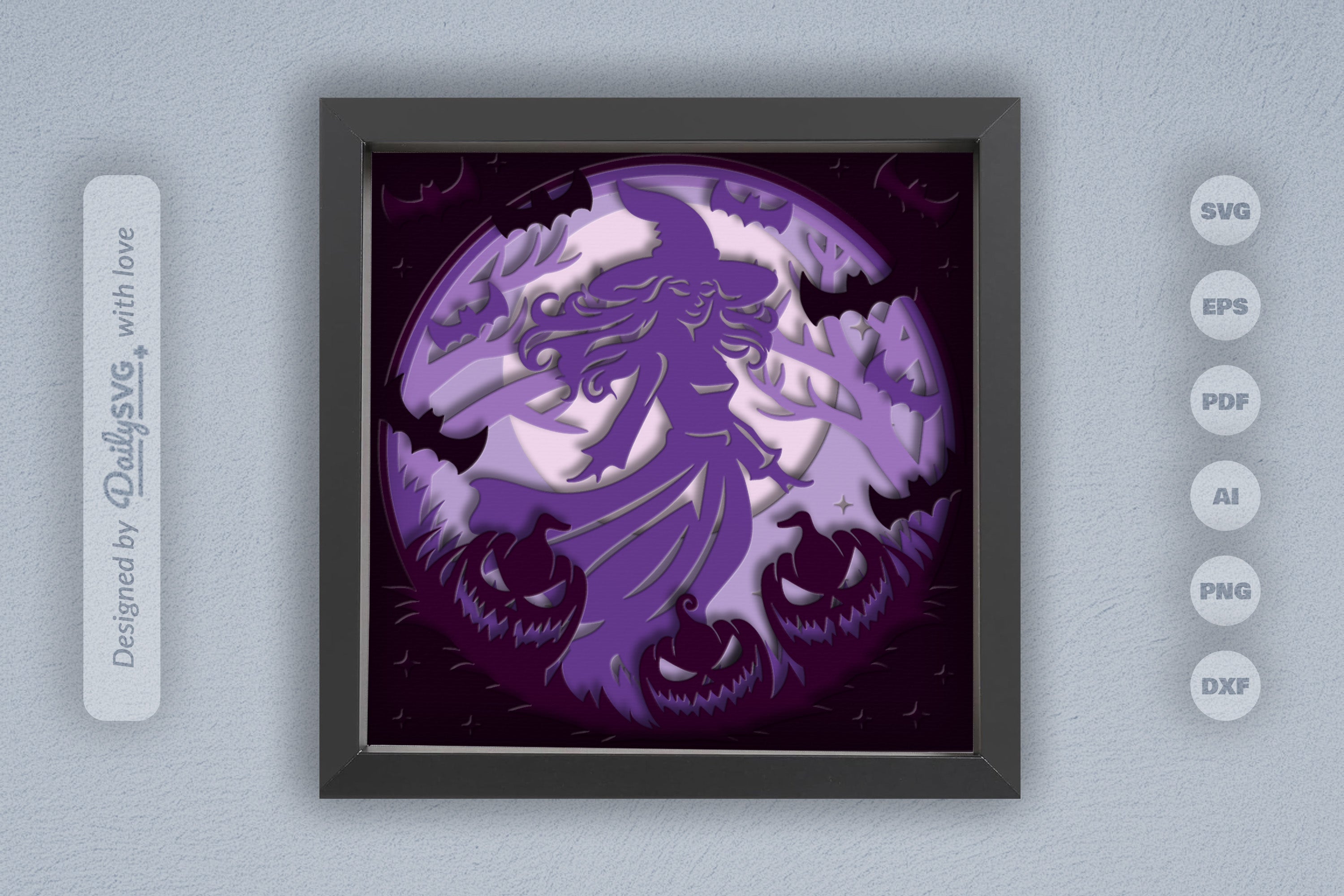 Witch in Halloween Night Papercut SVG Bundle