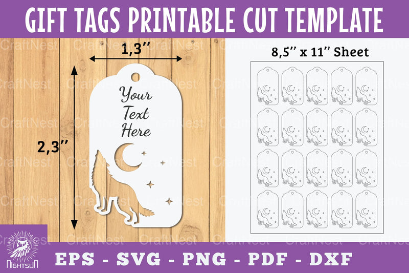 Wolf Gift Tags Printable Bundle - CraftNest - Digital Crafting and Art