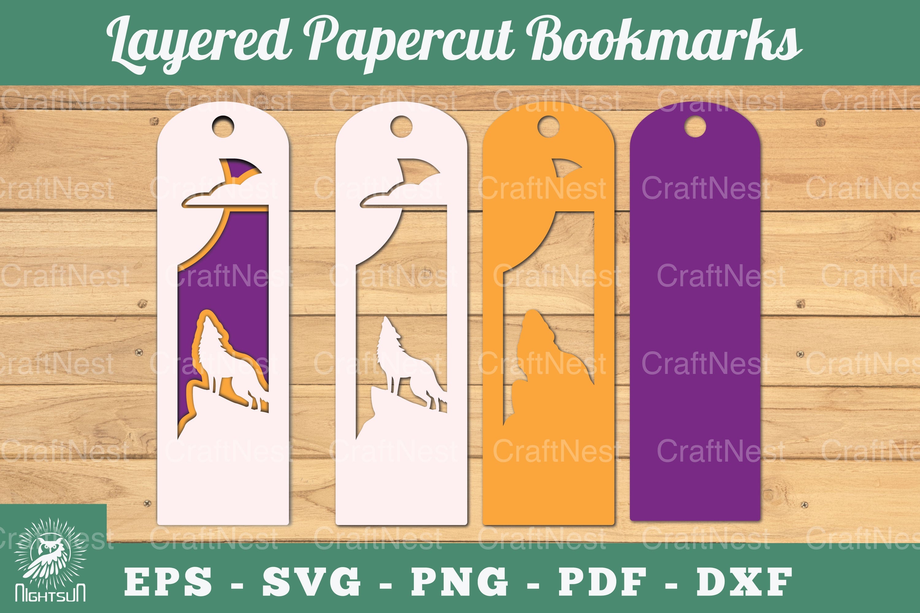 Wolf Layered Papercut Bookmarks Clipart Bundle - CraftNest - Digital Crafting and Art