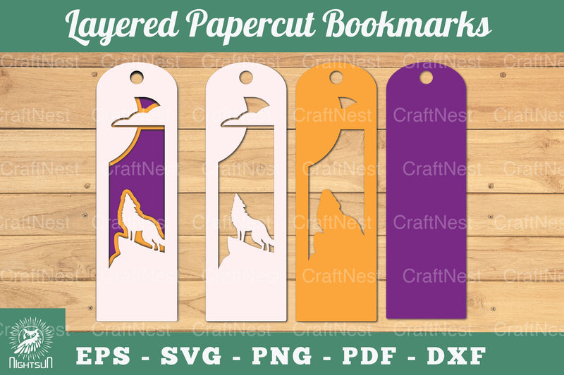 Wolf Layered Papercut Bookmarks Clipart Bundle - CraftNest - Digital Crafting and Art