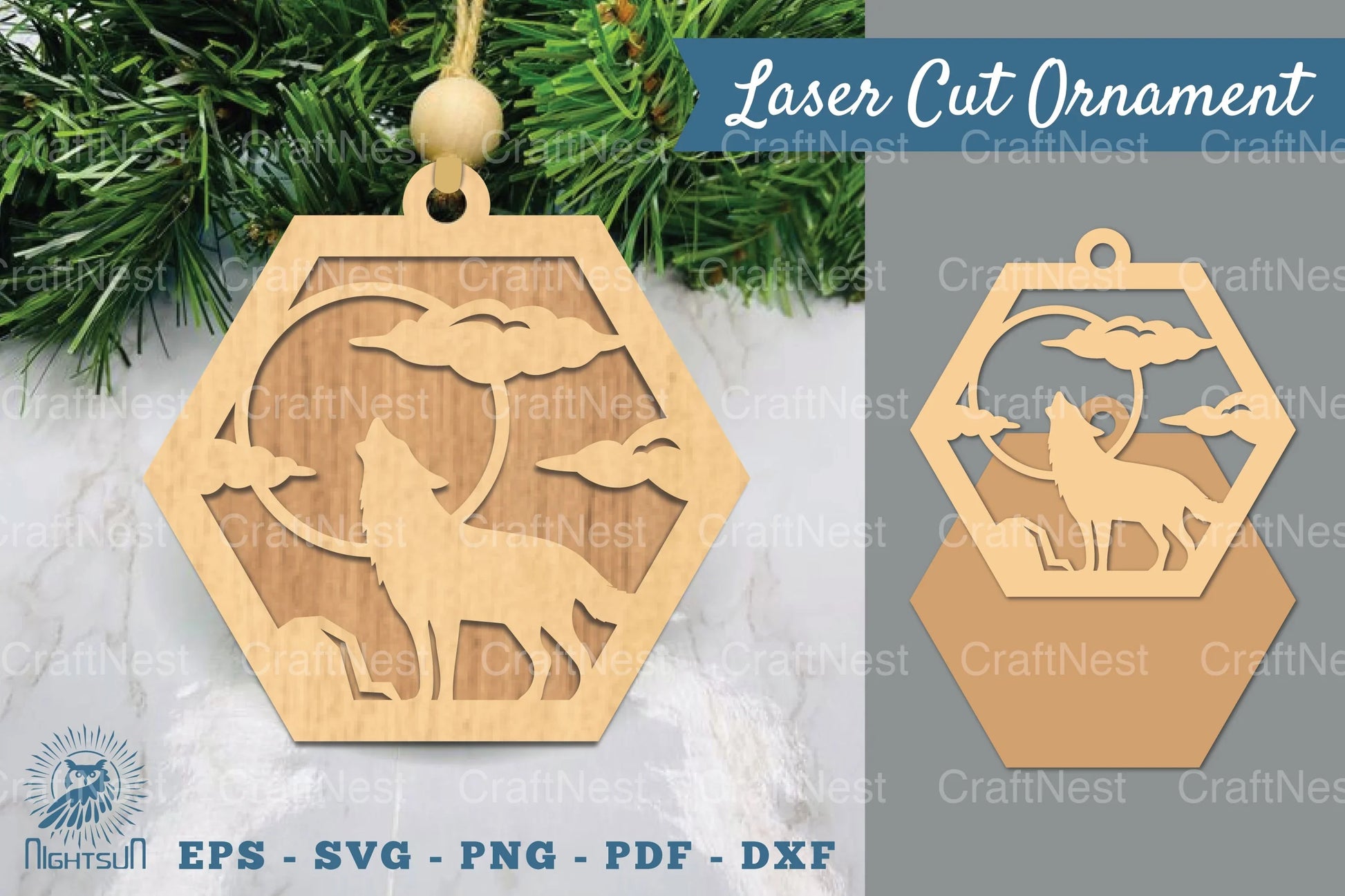 Wolf Laser Cut Ornament SVG Bundle - CraftNest - Digital Crafting and Art