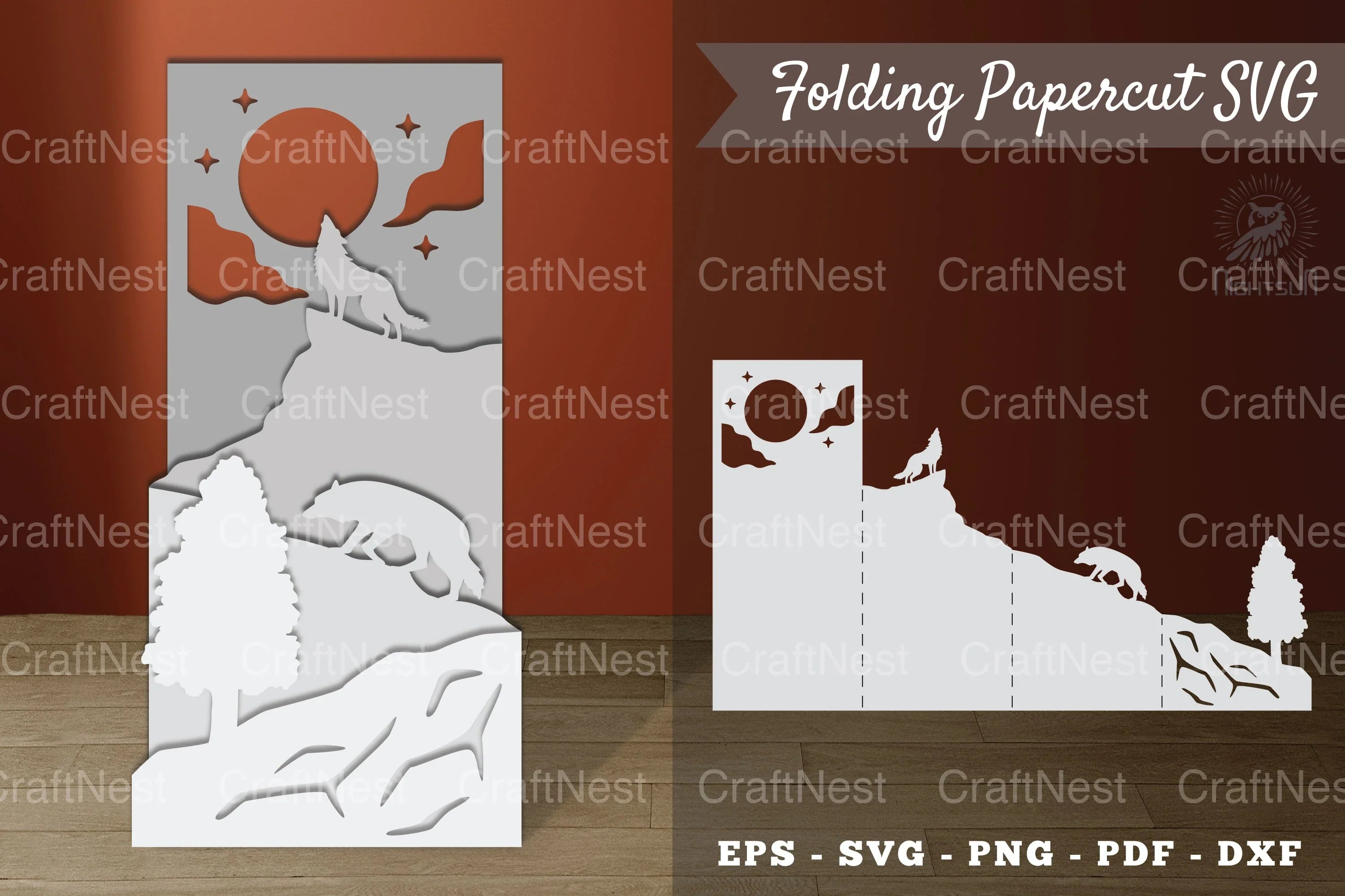 Forest Wolf Papercut SVG Bundle - CraftNest - Digital Crafting and Art