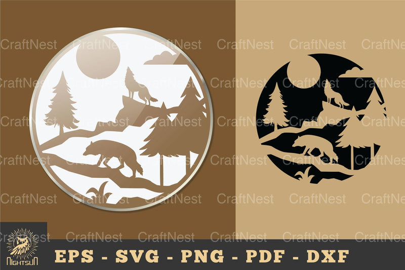 Forest Wolf Ornament Sticker Clipart Bundle - CraftNest - Digital Crafting and Art
