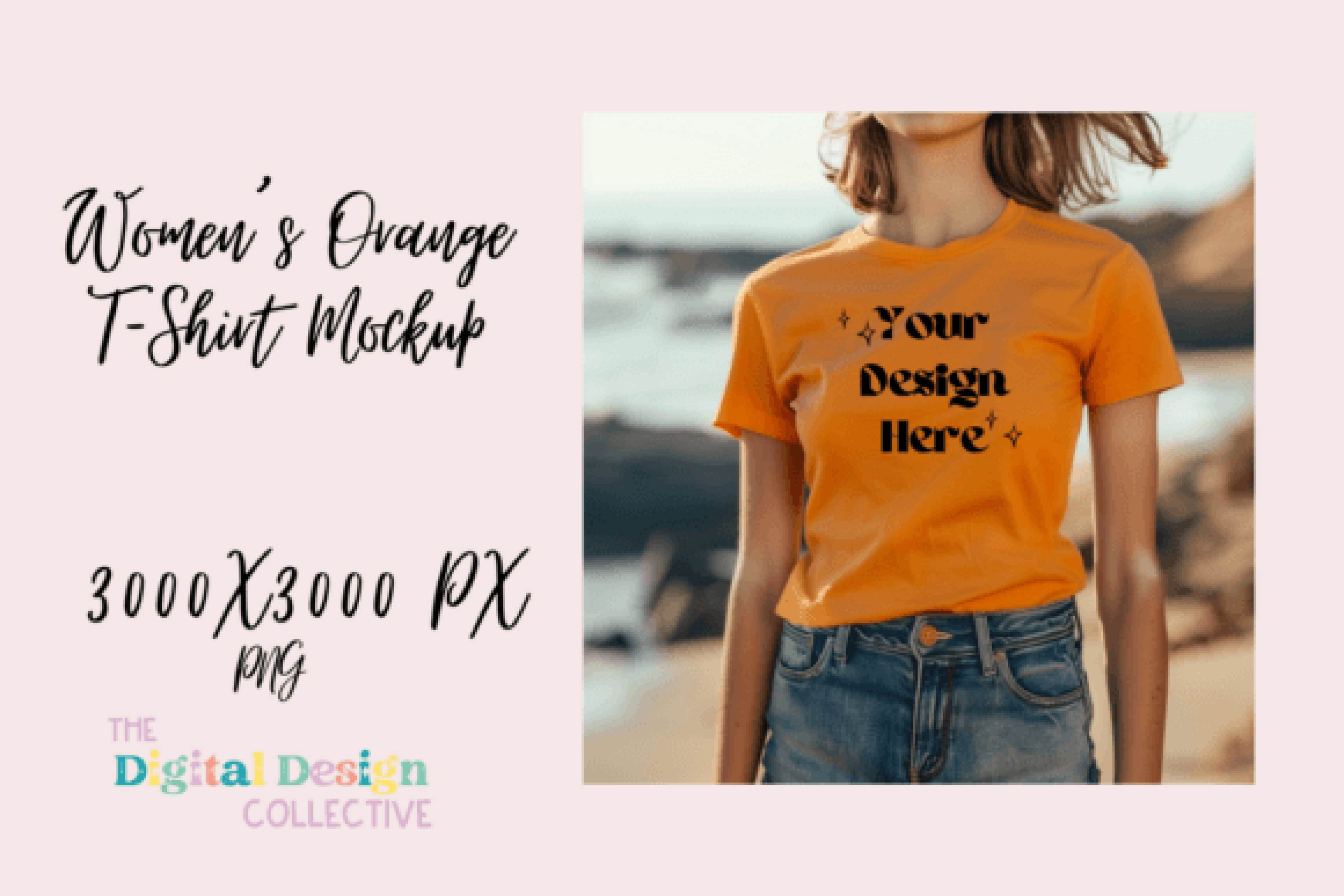 Women's Orange T-shirt Mockup