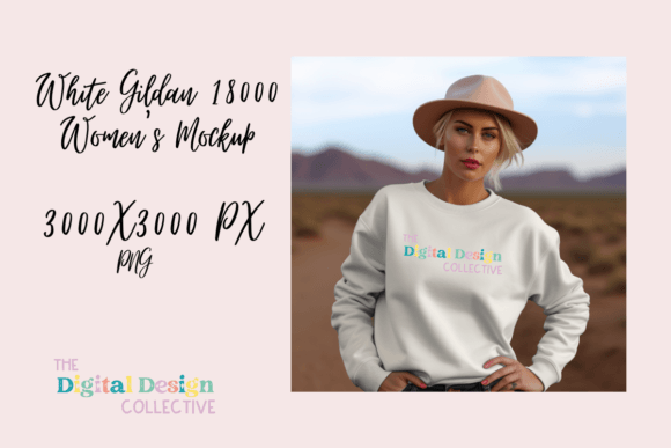 Women's White Gildan Sweater Mockup