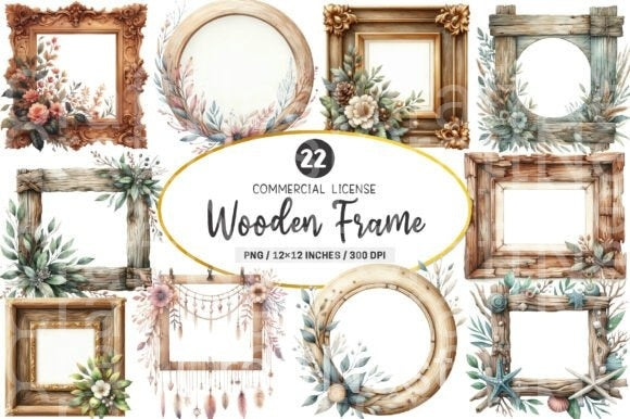 Wooden Frame Clipart Bundle 33 - CraftNest - Digital Crafting and Art