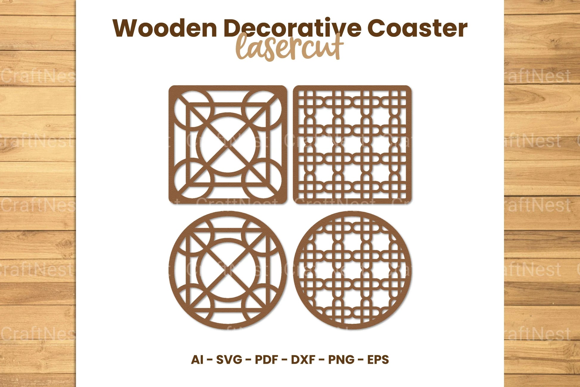 Wooden Decorative Coaster Lasercut Clipart Bundle - CraftNest - Digital Crafting and Art