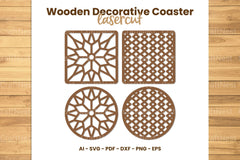 Wooden Decorative Coaster Lasercut SVG Bundle - CraftNest - Digital Crafting and Art