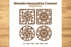 Wooden Decorative Coaster Lasercut SVG Bundle - CraftNest - Digital Crafting and Art