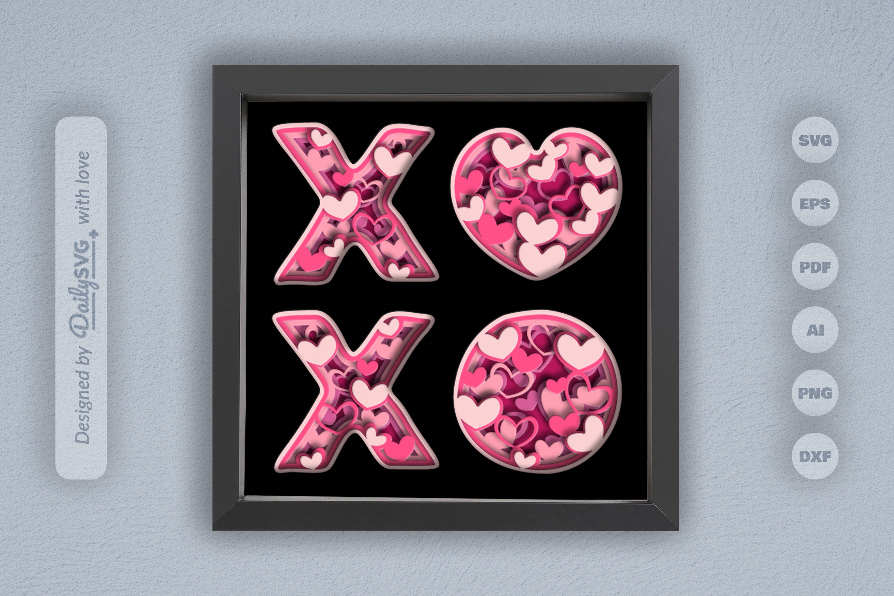 Xoxo Valentine Heart Papercut SVG Bundle