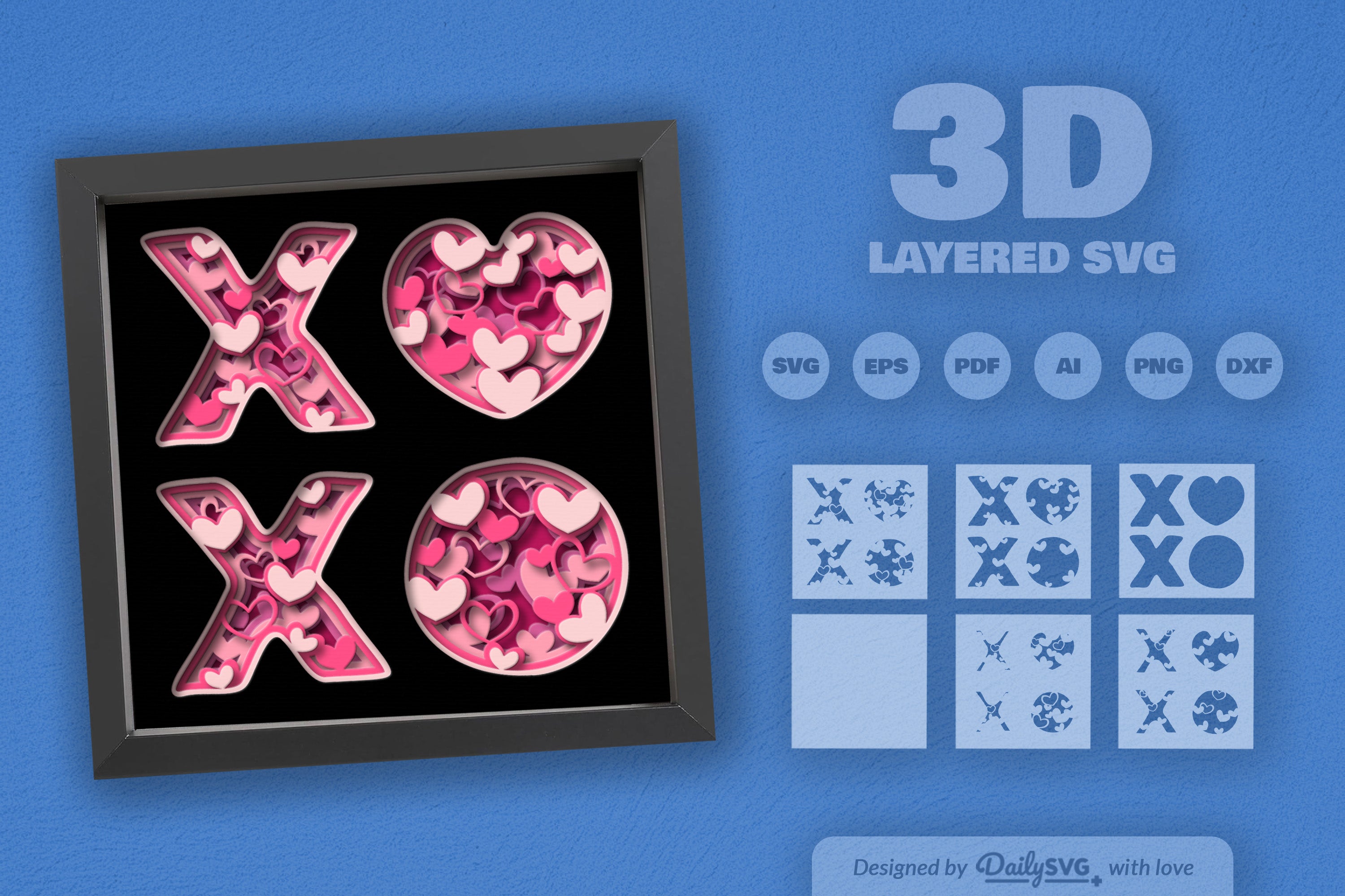 Xoxo Valentine Heart Papercut SVG Bundle