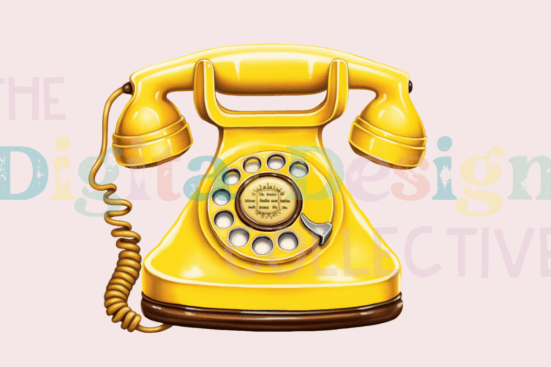 Vintage Yellow Floral Phone Design Clipart Bundle