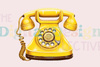 Vintage Yellow Floral Phone Design Clipart Bundle
