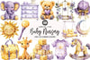 Yellow Light Lilac Baby Nursery Clipart Bundle